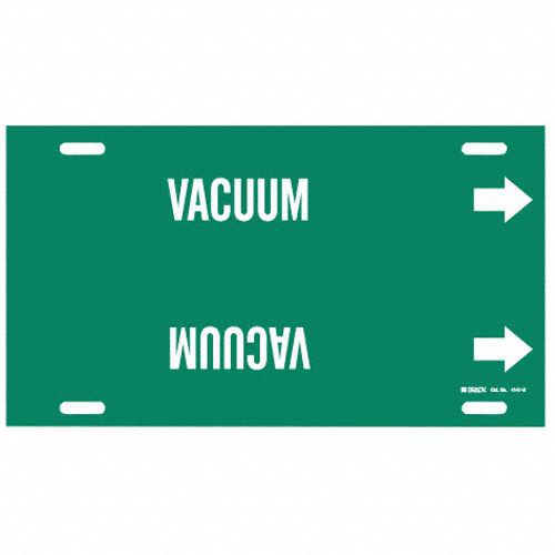Pipe Marker: Vacuum, Green, White, Fits 10 to 15 in Pipe O.D., 1 Pipe Markers, With Arrows