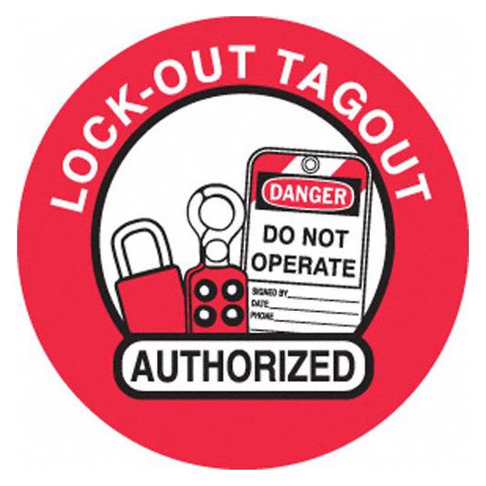 Lockout Tagout Authorized, 2 in Dia, Hard Hat Label - 15Y471|50193 ...