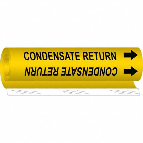 Pipe Marker: Condensate Return, Yellow, Black, Fits 1/2 to 1 3/8 in Pipe O.D., 1 Pipe Markers