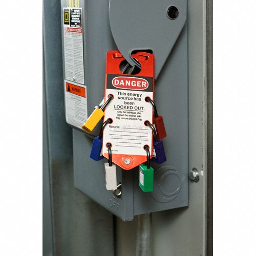 BRADY Labeled Lockout Hasp, SnapOn Lockout Hasp Style, Aluminum