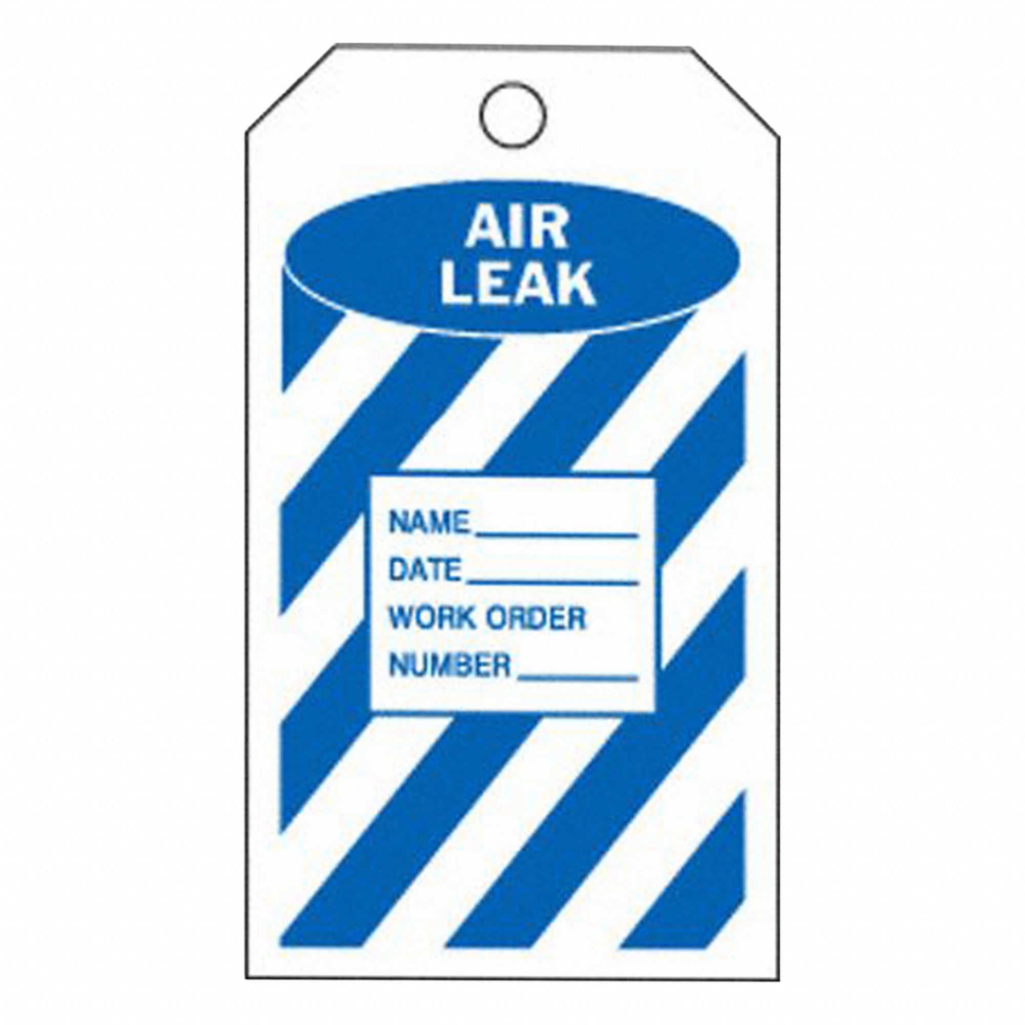 Tag: No Header, 3 in Wd, 5 3/4 in Ht, Blue/White, Rectangle, Indoor/Outdoor, English, 10 PK