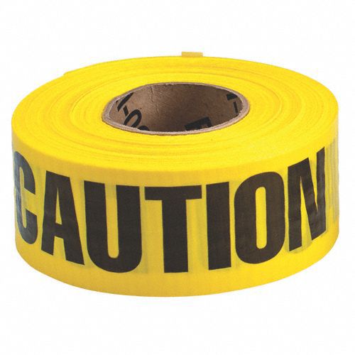 BARRICADE TAPE, 500 FT L, 3 IN W, CAUTION/CUIDADO LEGEND, POLYETHYLENE