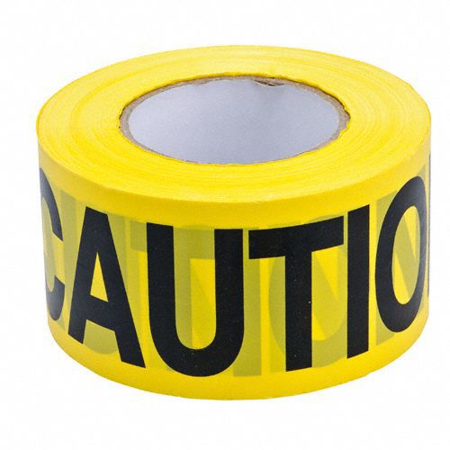 BARRICADE TAPE, 200 FT L, 3 IN W, CAUTION LEGEND, POLYETHYLENE, YELLOW
