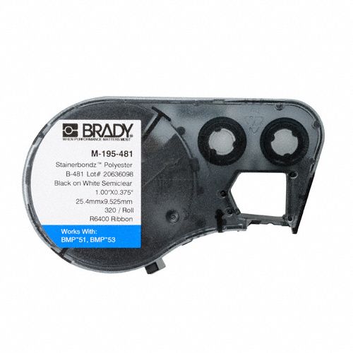 Brady Precut Label Roll Cartridge: 3 8 In X 29 32 In, Autoclavable 