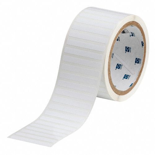 Pre-Cut Label Stock Roll: 1/4 in x 2 in, Acrylic, Aggressive Adhesive/Permanent Adhesive