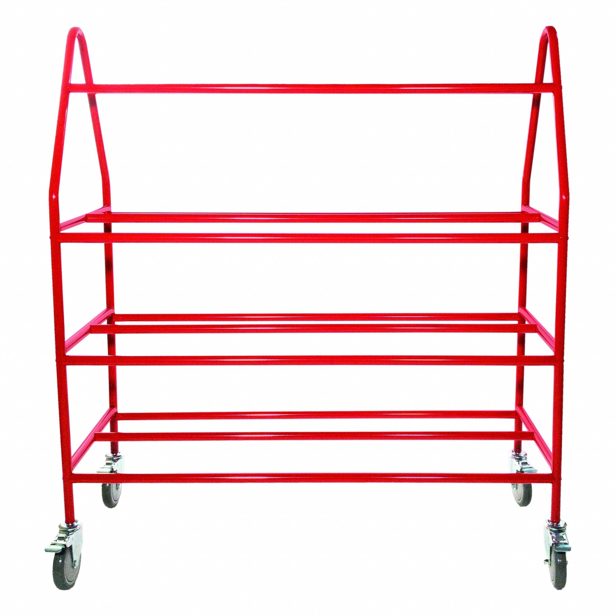 Ball Cart: 51 in Overall Lg, 18 1/2 in Overall Wd, 54 in Overall Ht, Steel, Red