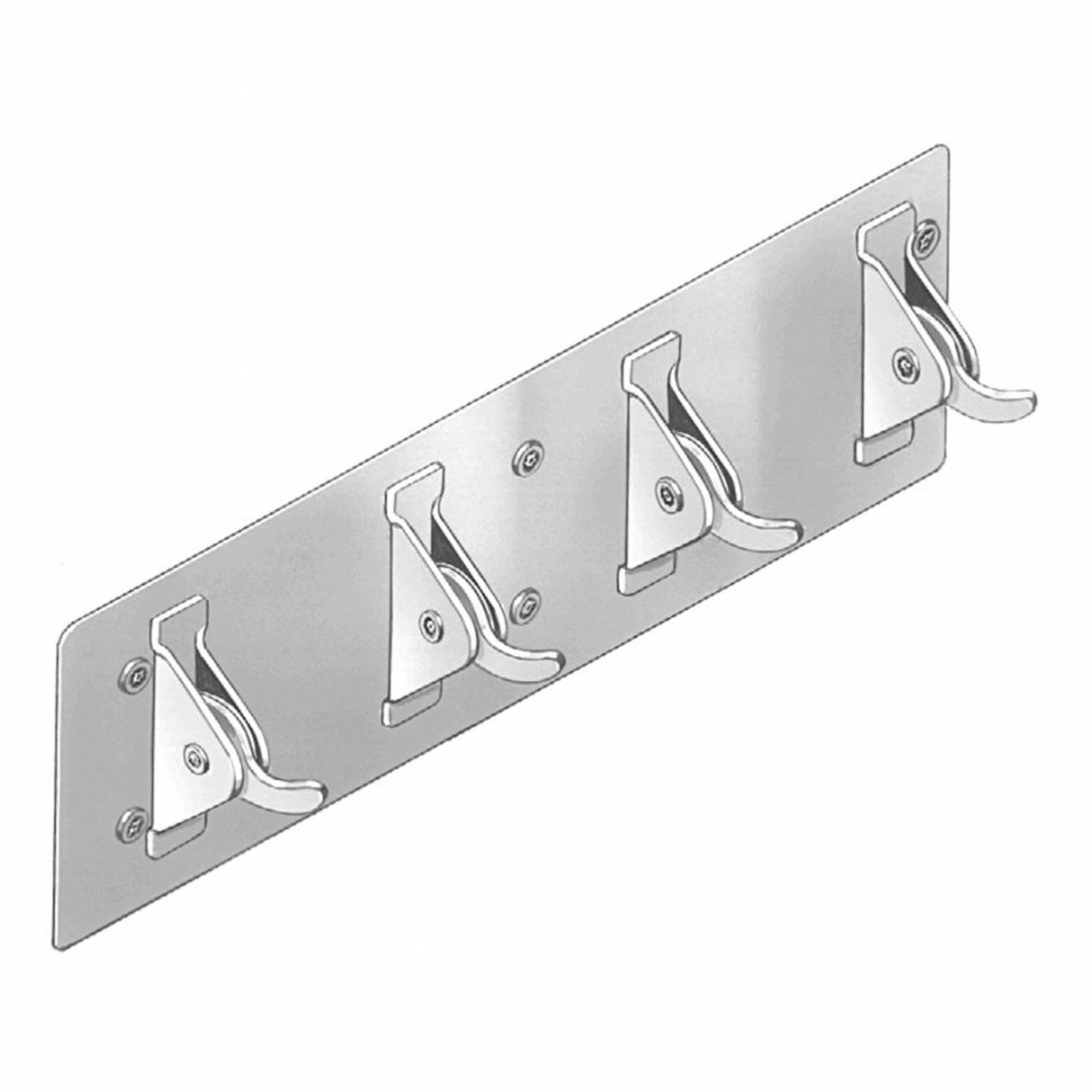 SECURITY CLOTHES HOOK STRIP, STAINLESS STEEL, SATIN, 5½ H X 18 W X 3 IN D, INCLUDES NUTS/WASHERS