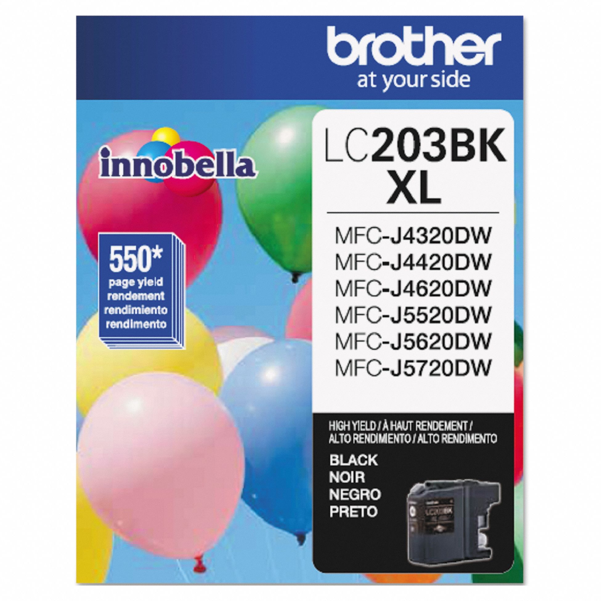 High Yield Ink Cartridge: LC203BK, Black, Black