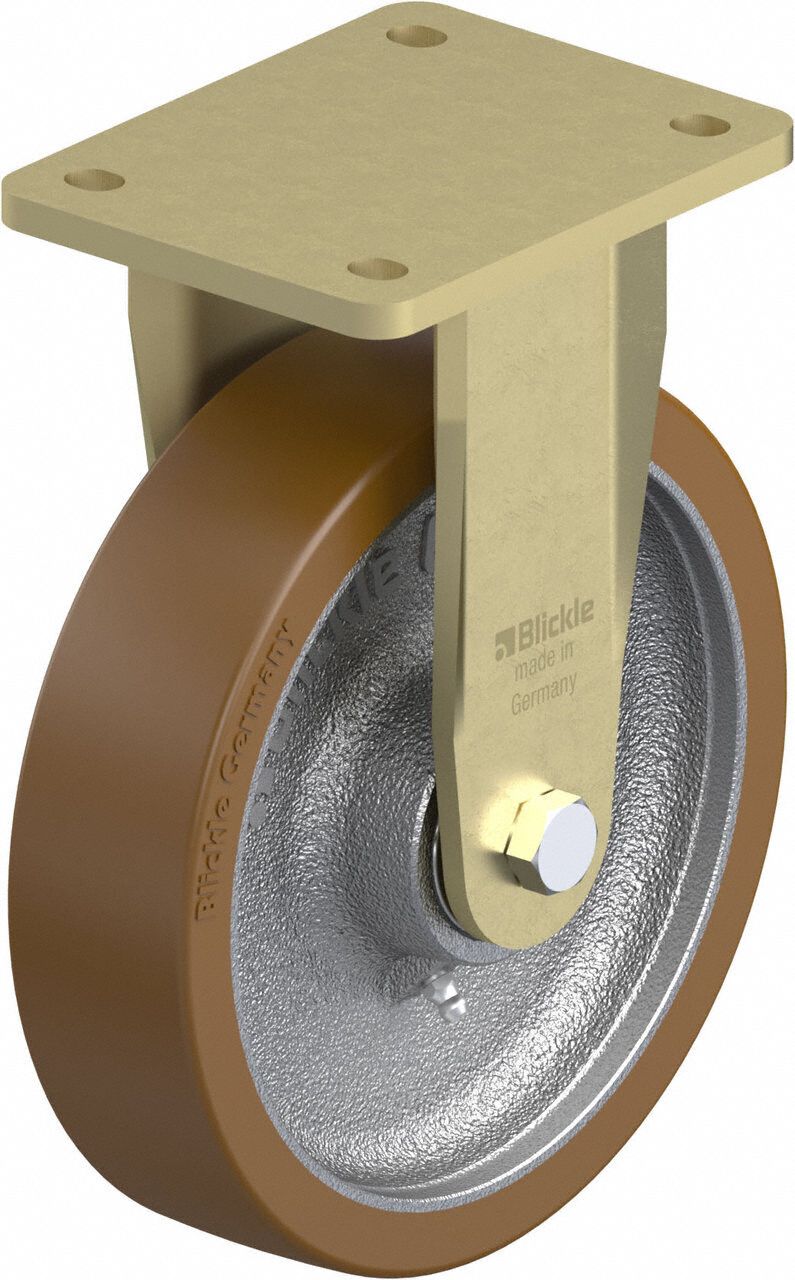 Plate Caster, Rigid, Polyurethane, 9 5/8"H