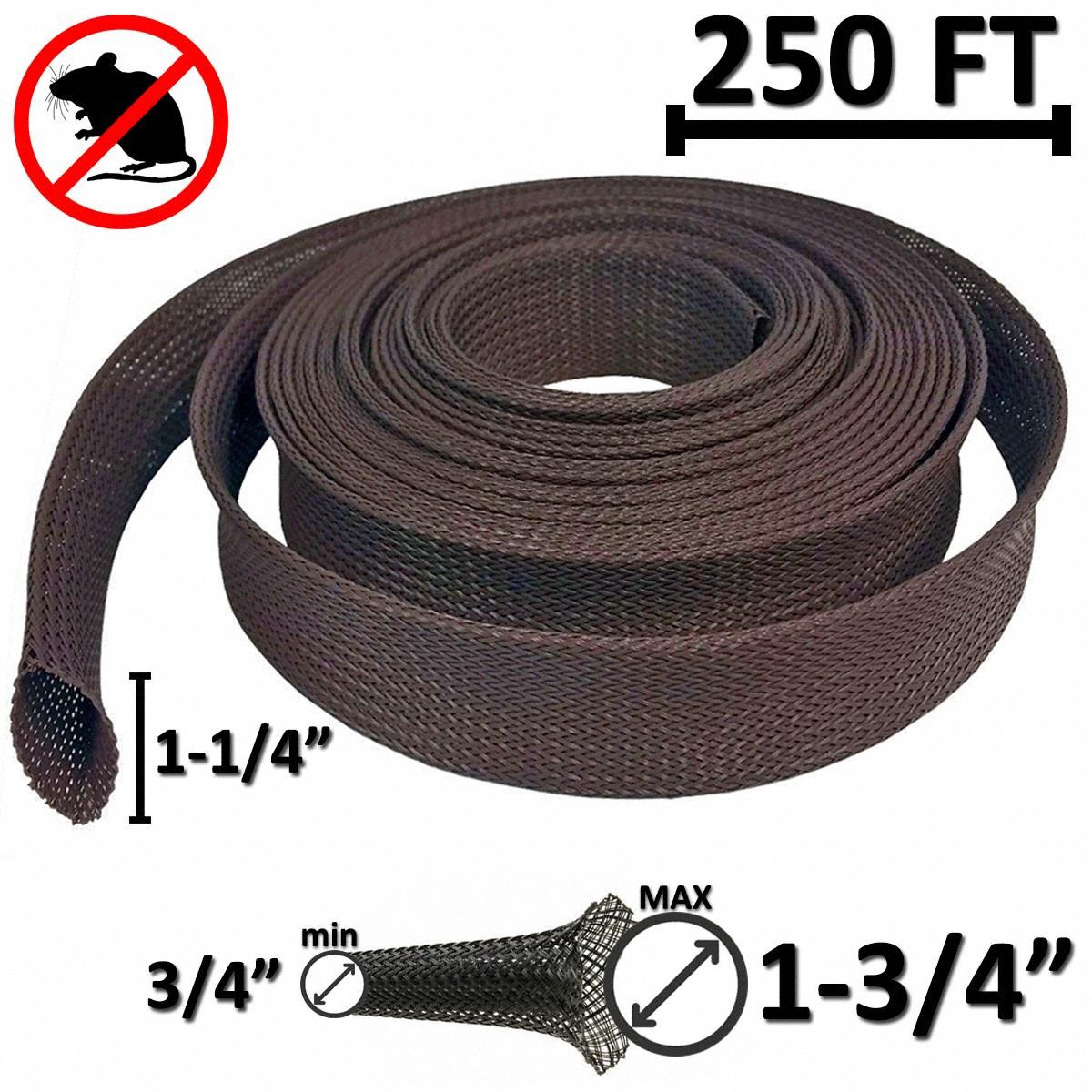 Braided Sleeving: 13/16 in Inside Dia, Expandable, For 1.75 in Max Bundle Dia, 250 ft Lg, Polyester