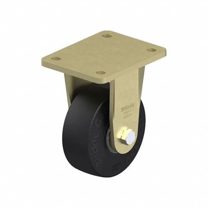 Plate Caster, Rigid, Rubber, 6 11/16"H