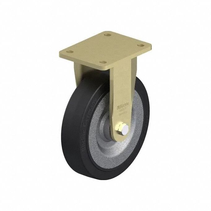 Plate Caster, Rigid, Rubber, 9 5/8"H