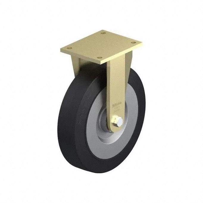 Plate Caster, Rigid, Rubber, 14"H