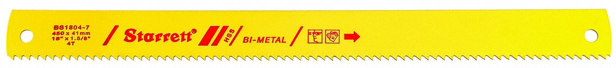 Power Hacksaw Blade: Power Hacksaw Blade, 18 in Blade Lg, For 12 in Max. Dia, Bi-Metal