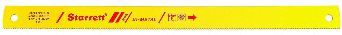 Power Hacksaw Blade: Power Hacksaw Blade, 18 in Blade Lg, For 12 in Max. Dia, Bi-Metal