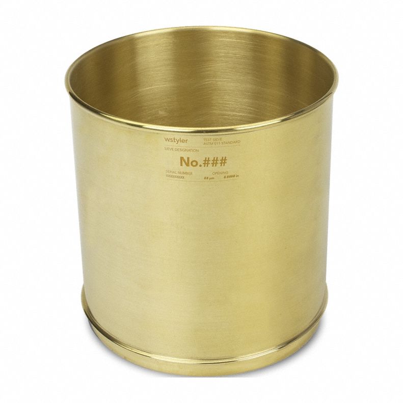 Standard Stainless Steel Cloth Test Sieve: Stainless Steel, 8 in Outside Dia, 8 5/8 in Ht