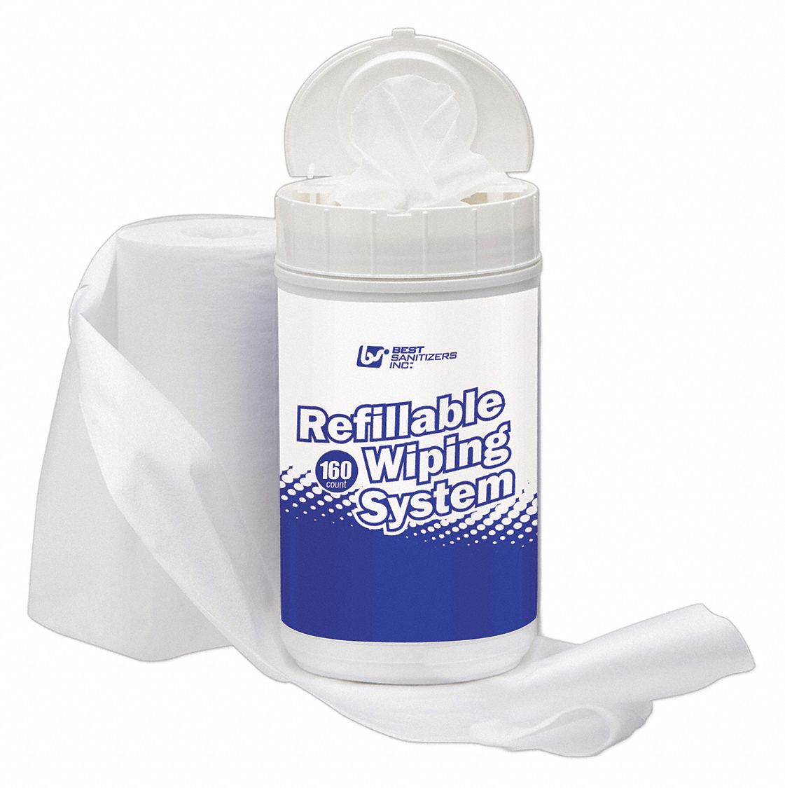 BEST SANITIZERS, INC. REFILLABLE WIPING SYSTEM,CANISTER,PK6 - Surface  Disinfecting and Sanitizing Wipes - BSASS10017PCAN