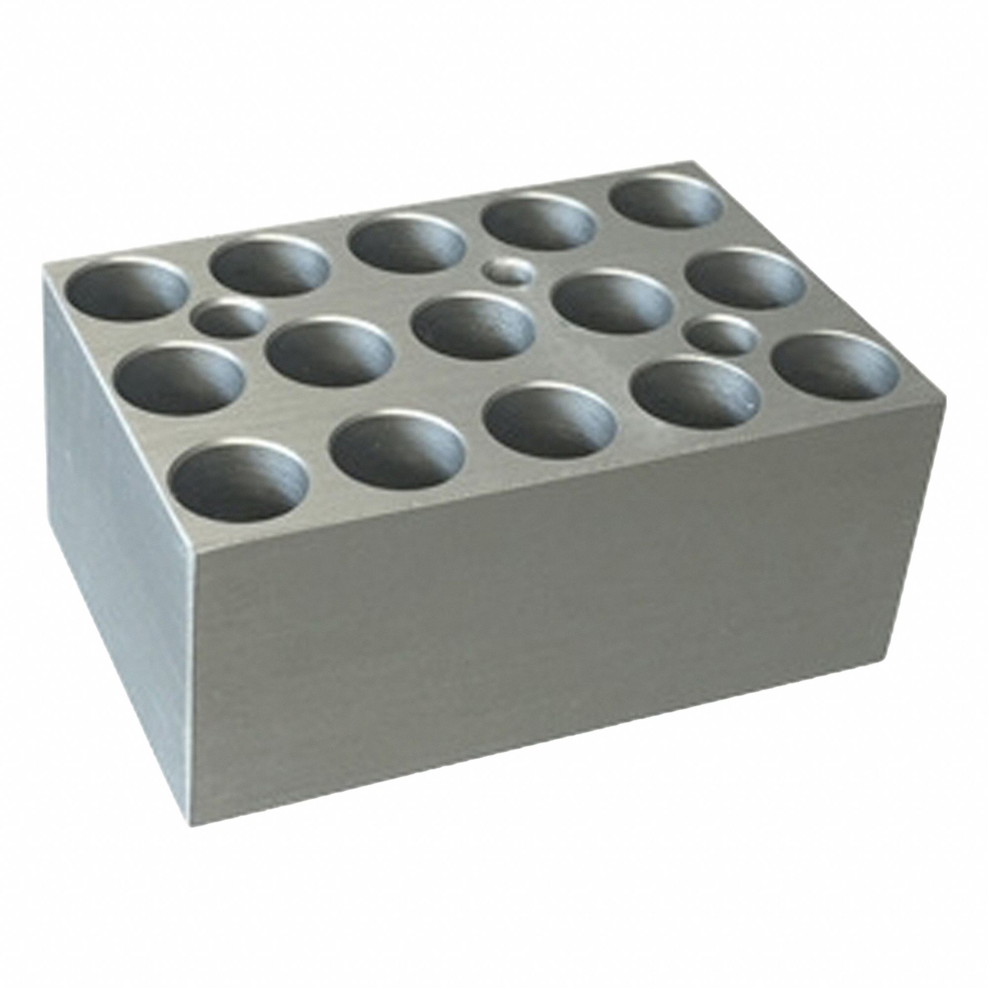Dry Bath Block: Aluminum, 1 7/8 in Overall Wd, 2 3/4 in Overall Lg, 15 Wells