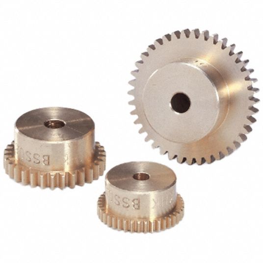 KHK GEARS Spur Gear Module m 0.5, 38 Teeth, 4 mm Bore Dia, Brass, 20° Pressure Angle, Finished