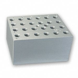Digital Dry Bath Block: Aluminum, 3 in Overall Wd, 3 3/4 in Overall Lg, 0.5 mL