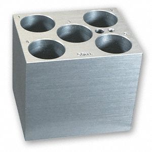 Digital Dry Bath Block: Aluminum, 3 in Overall Wd, 3 3/4 in Overall Lg, 5 Wells