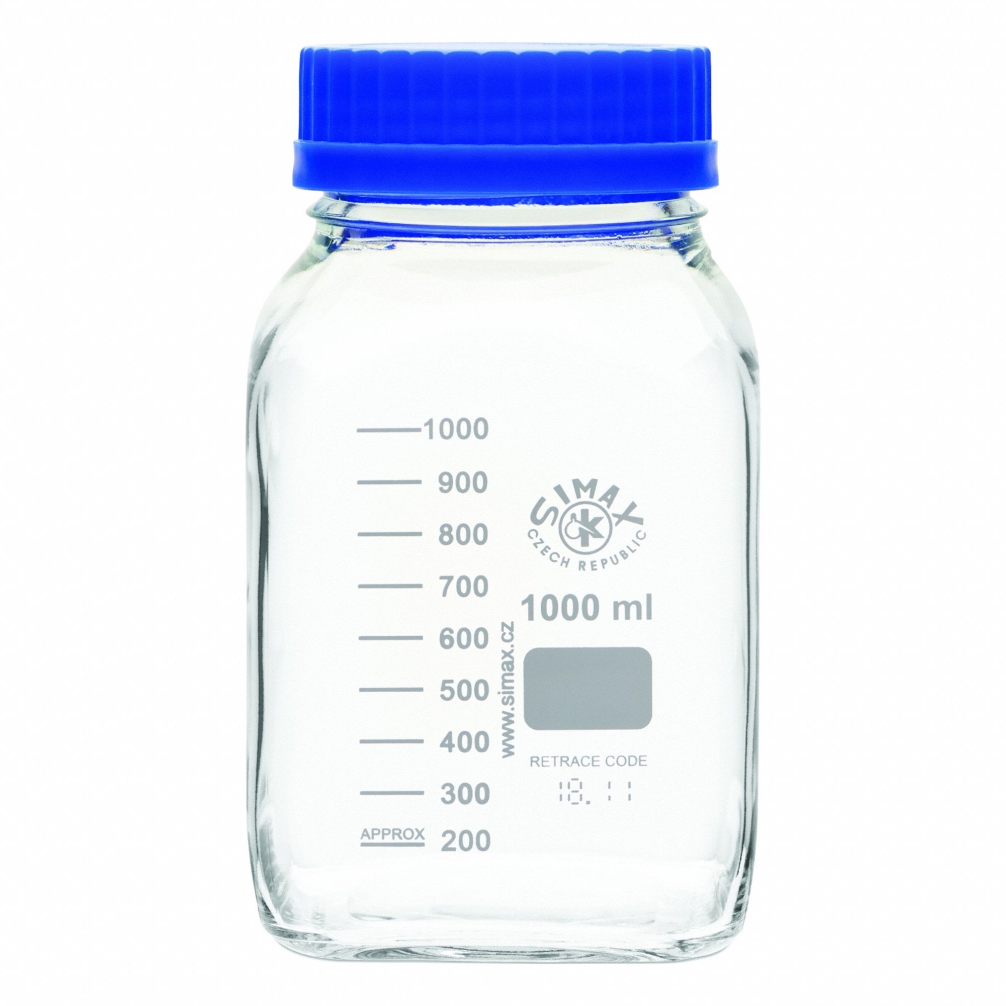UNITED SCIENTIFIC SUPPLIES INC Media/Storage Bottle: 500 mL, Screw-On, GL-80, 139 mm, Colorless (MPN BSWM1000). Key specifications — Closure Type: Screw-On; Mouth Size: Wide; Screw Closure Size: GL-80; Brand: UNITED SCIENTIFIC SUPPLIES INC; Body Color: Colorless.