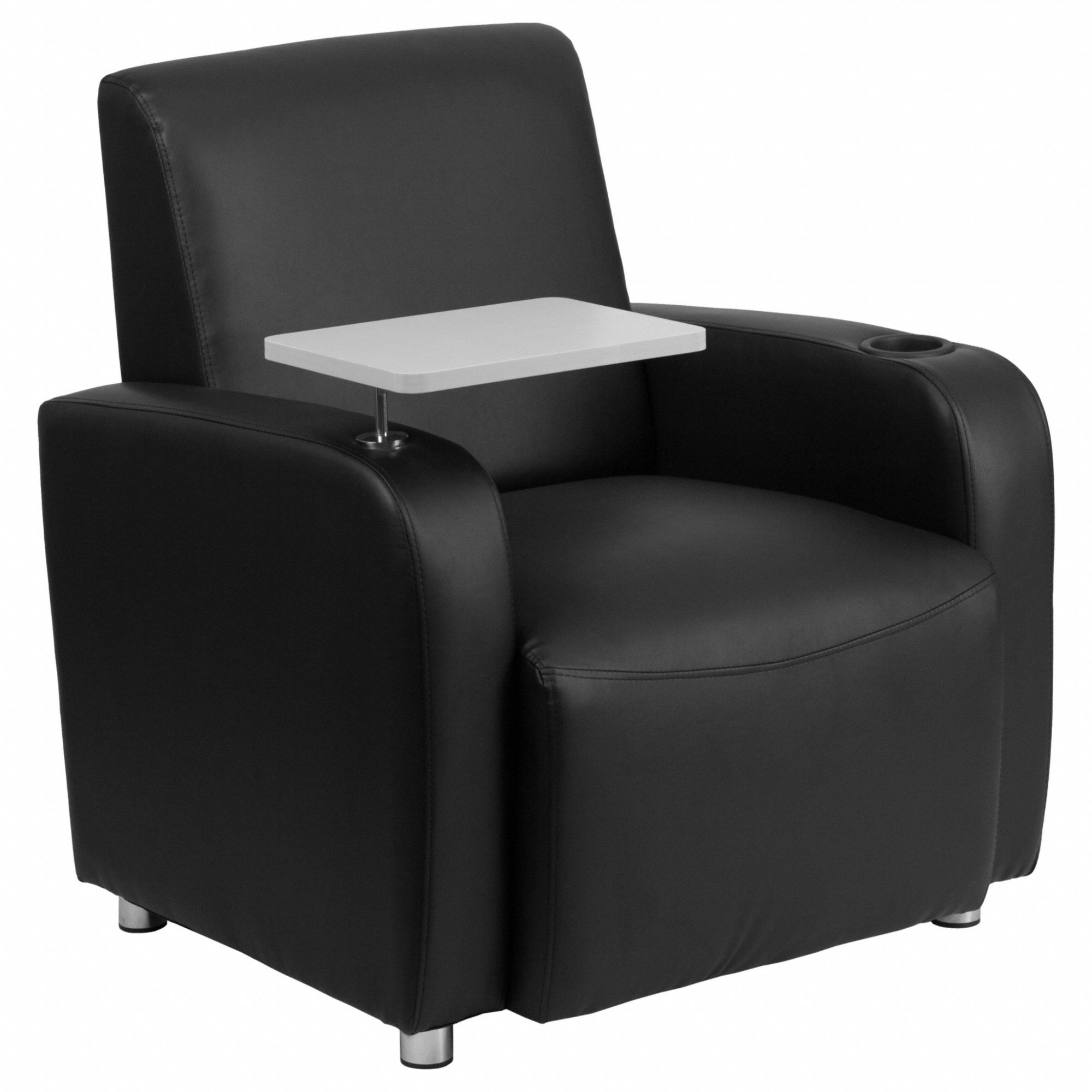 Armchair: Black, Gray, 0 Casters/Glides, 41 in Overall Wd, 35 in Overall Ht