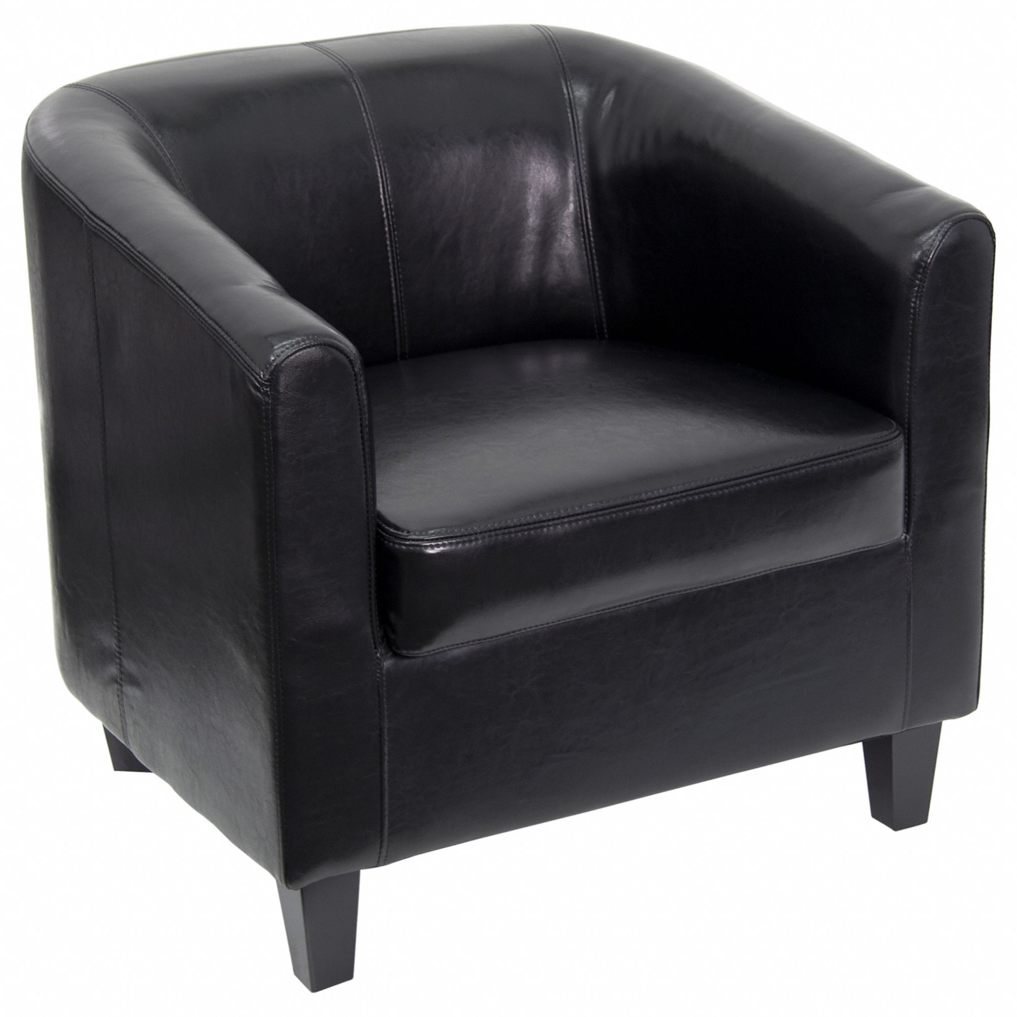 Barrel Chair: Black, Black, 0 Casters/Glides, 29 3/4 in Overall Wd, 28 in Overall Ht