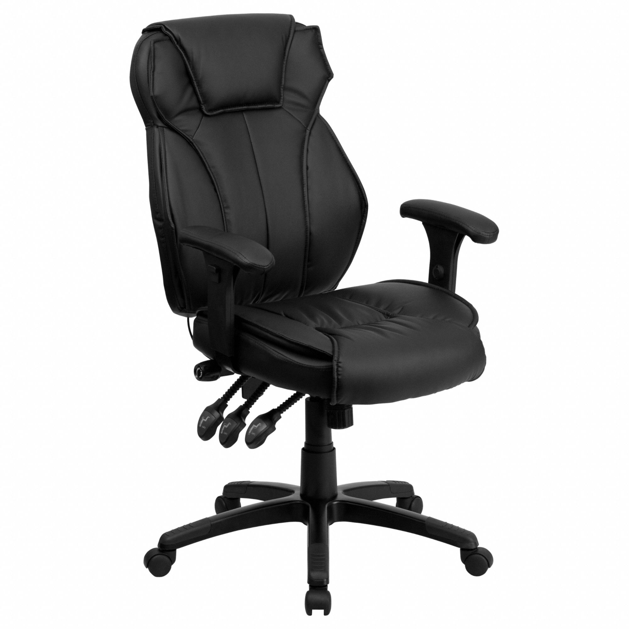 Office Chair: Hansel, Ht, Black, Faux Leather Material, 26 in Back Ht, 21 in Seat Wd