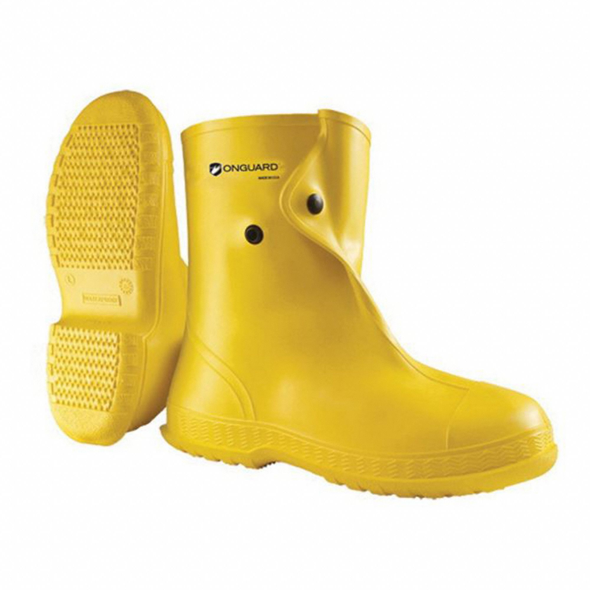 MEN'S OVERSHOES, XL, SZ 12 TO 13, PVC, YELLOW, 10 IN HEIGHT, NON-CSA, SLIP-RESISTANT