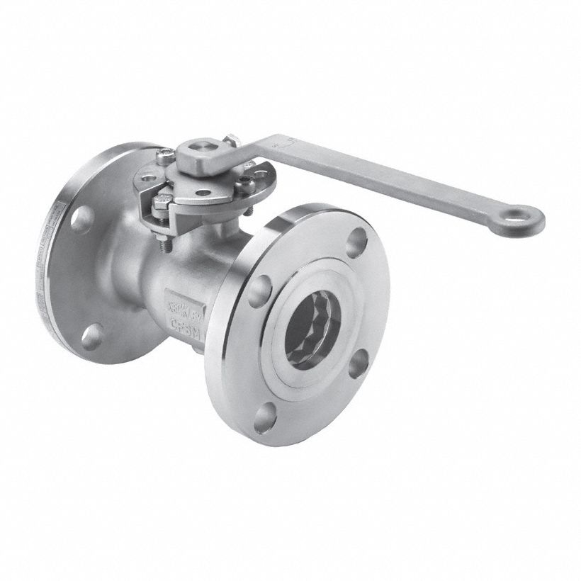 Manual Two-Way Ball Valve: 1 1/2 in, Carbon Steel, Straight, Class 150 Flange, One-Piece