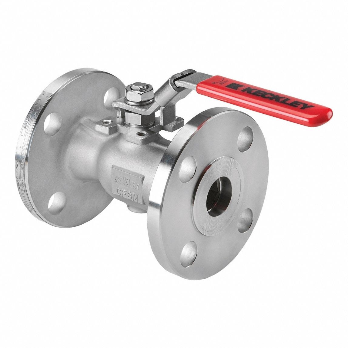 Manual Two-Way Ball Valve: 1/2 in, Carbon Steel, Straight, Class 150 Flange, One-Piece