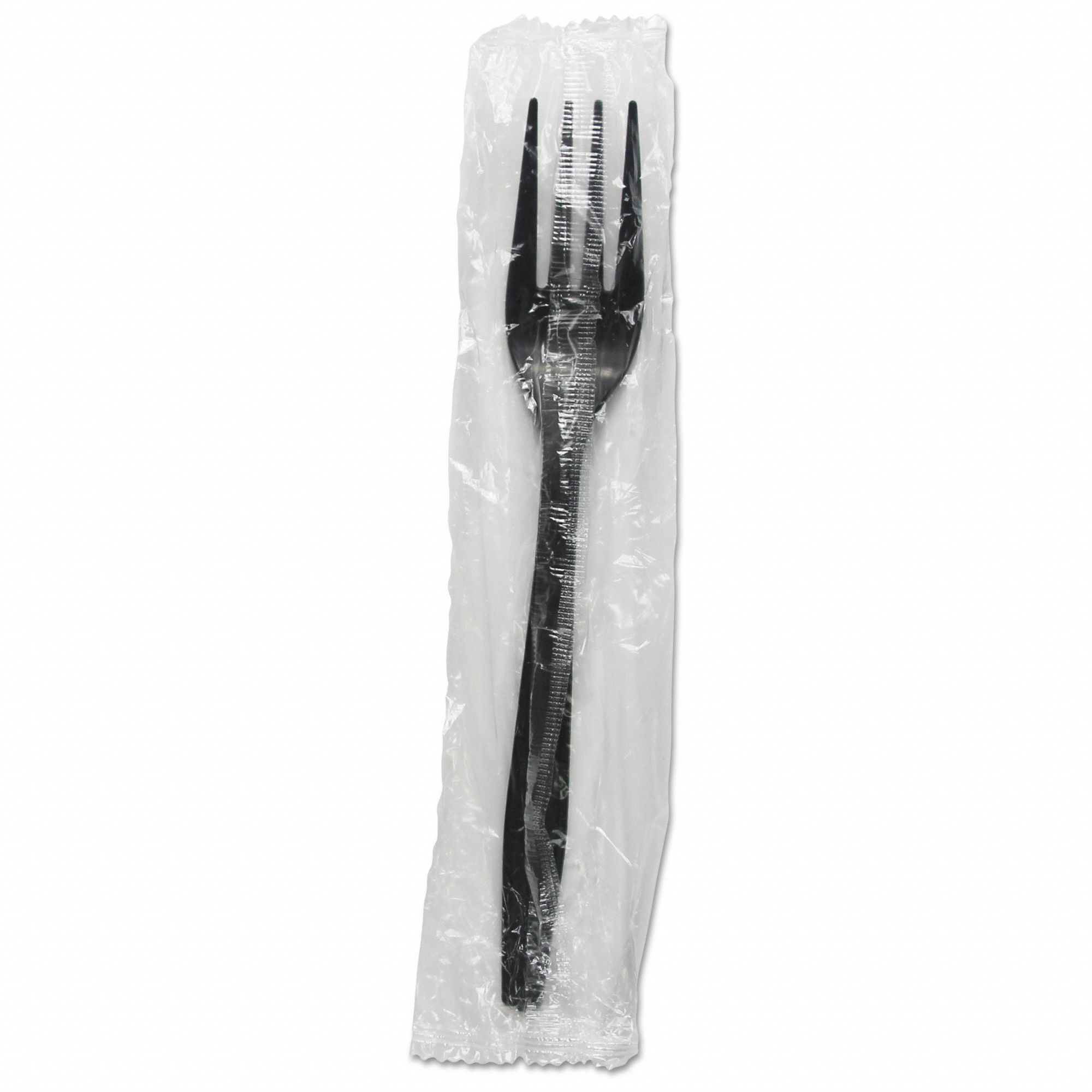 Disposable Fork: Black, Heavy-Wt, Plastic, Wrapped, 1, 000 PK