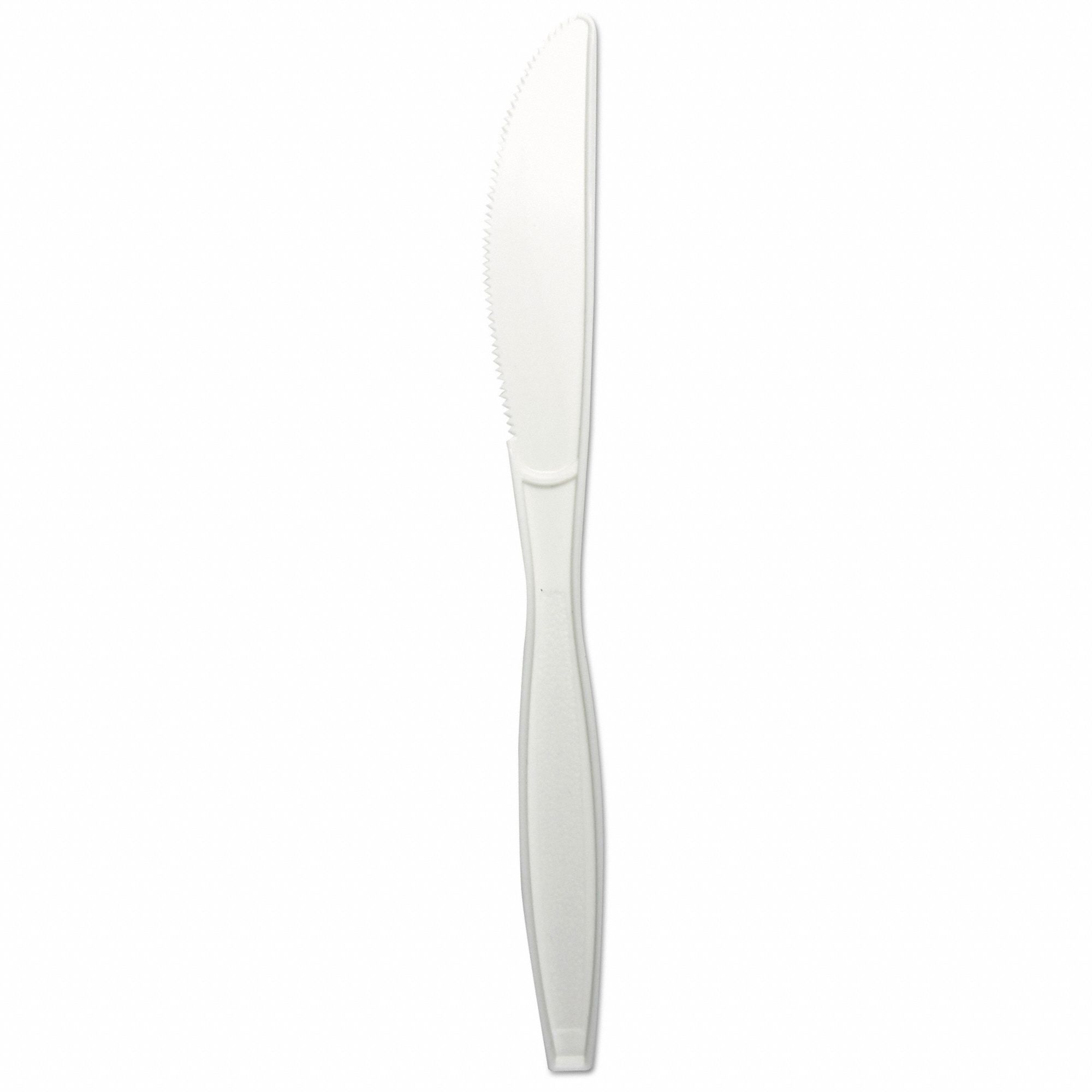 Disposable Knife: White, Heavy-Wt, Plastic, Unwrapped, 1, 000 PK