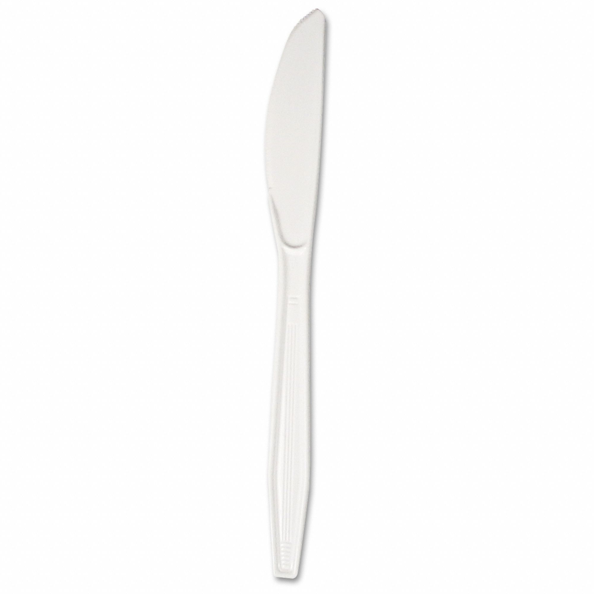 Disposable Knife: White, Heavy-Wt, Plastic, Unwrapped, 1, 000 PK