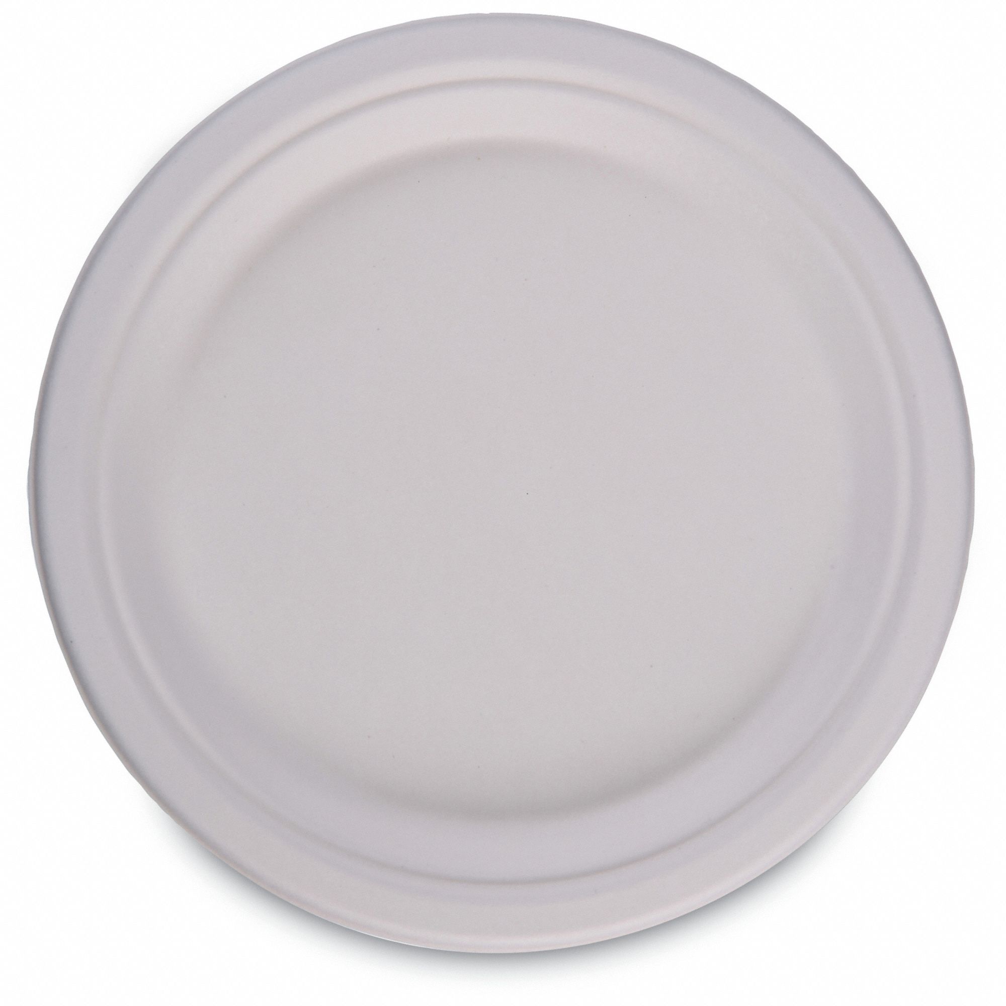 Disposable Fiber Plate: White, Medium-Wt, 9 in Disposable Plate Size, 500 PK