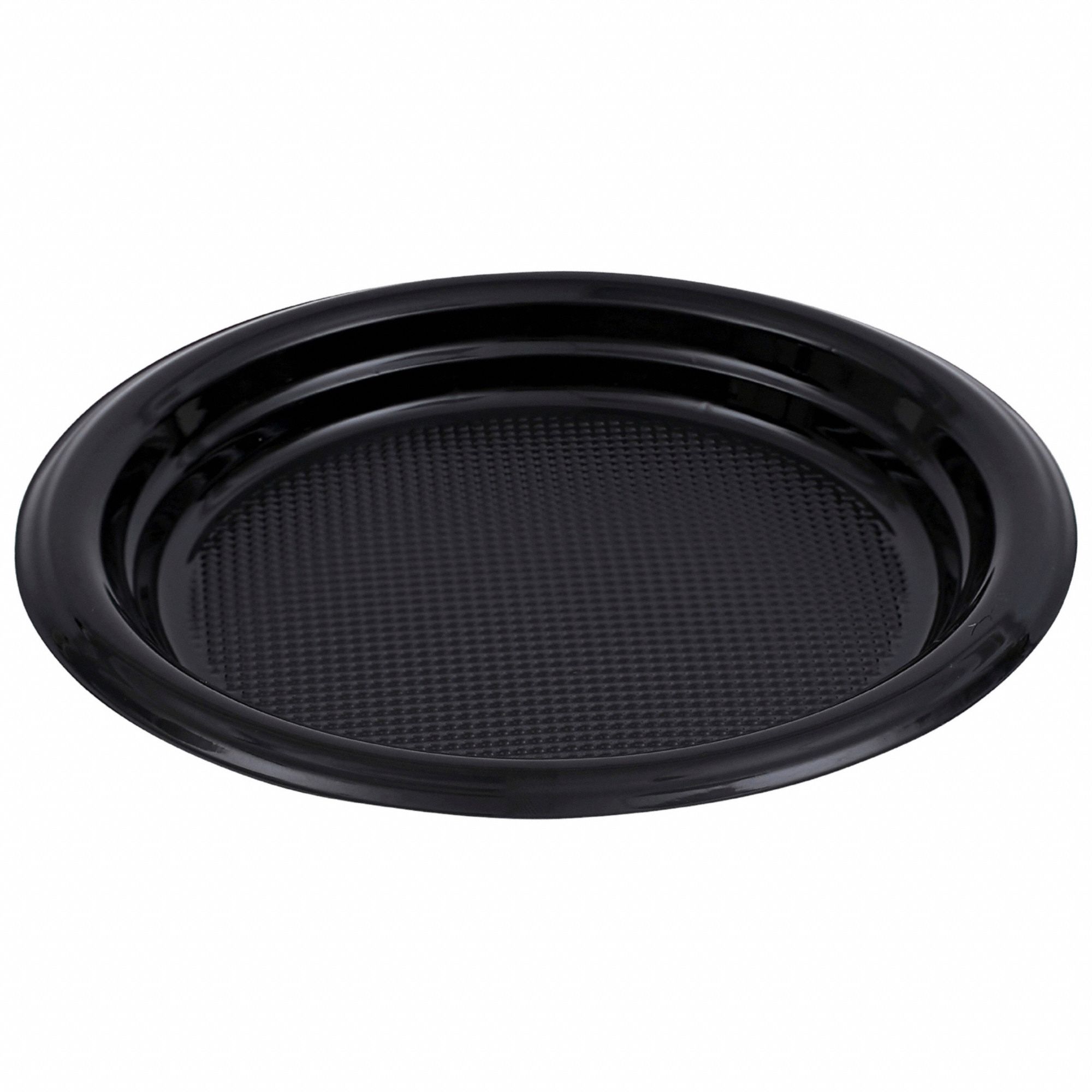 Disposable Plastic Plate: Black, Heavy-Wt, 6 in Disposable Plate Size, 1,000 PK