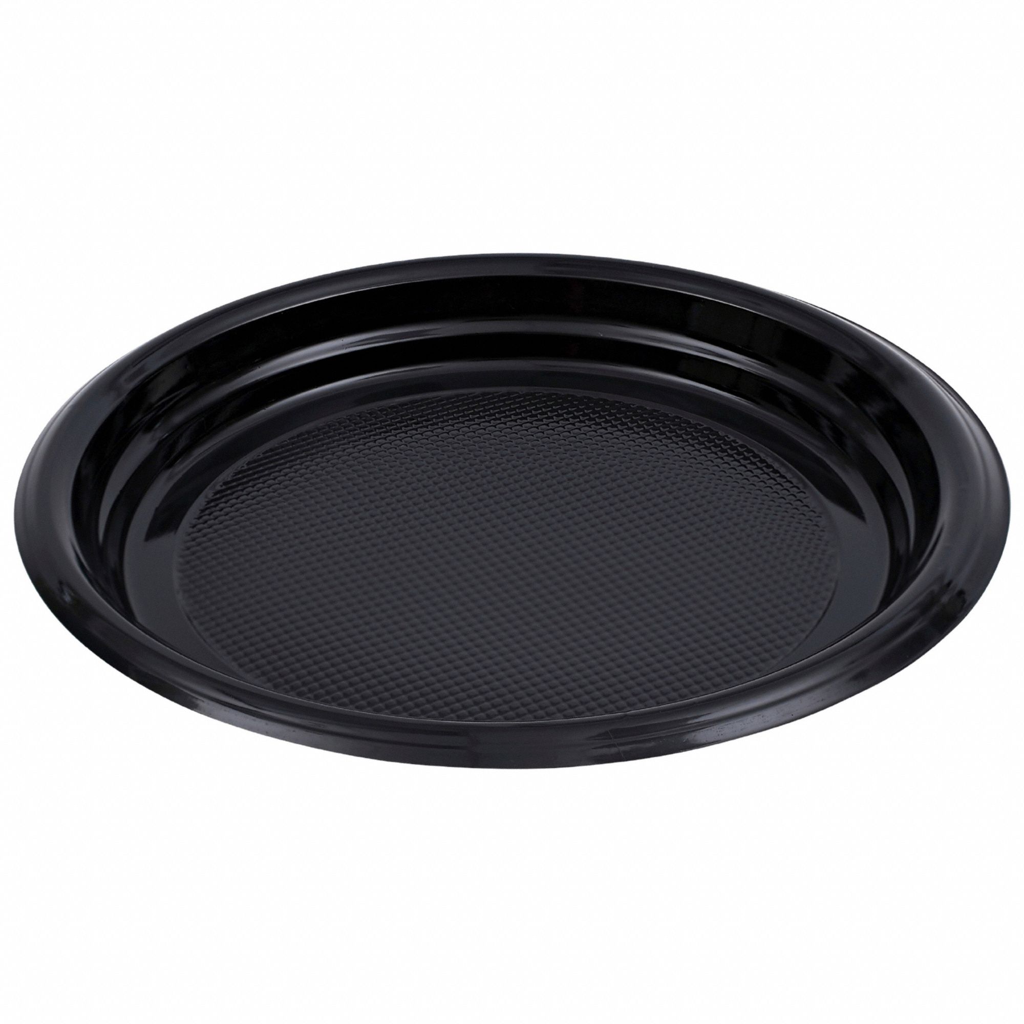 Disposable Plastic Plate: Black, Medium-Wt, 9 in Disposable Plate Size, 500 PK