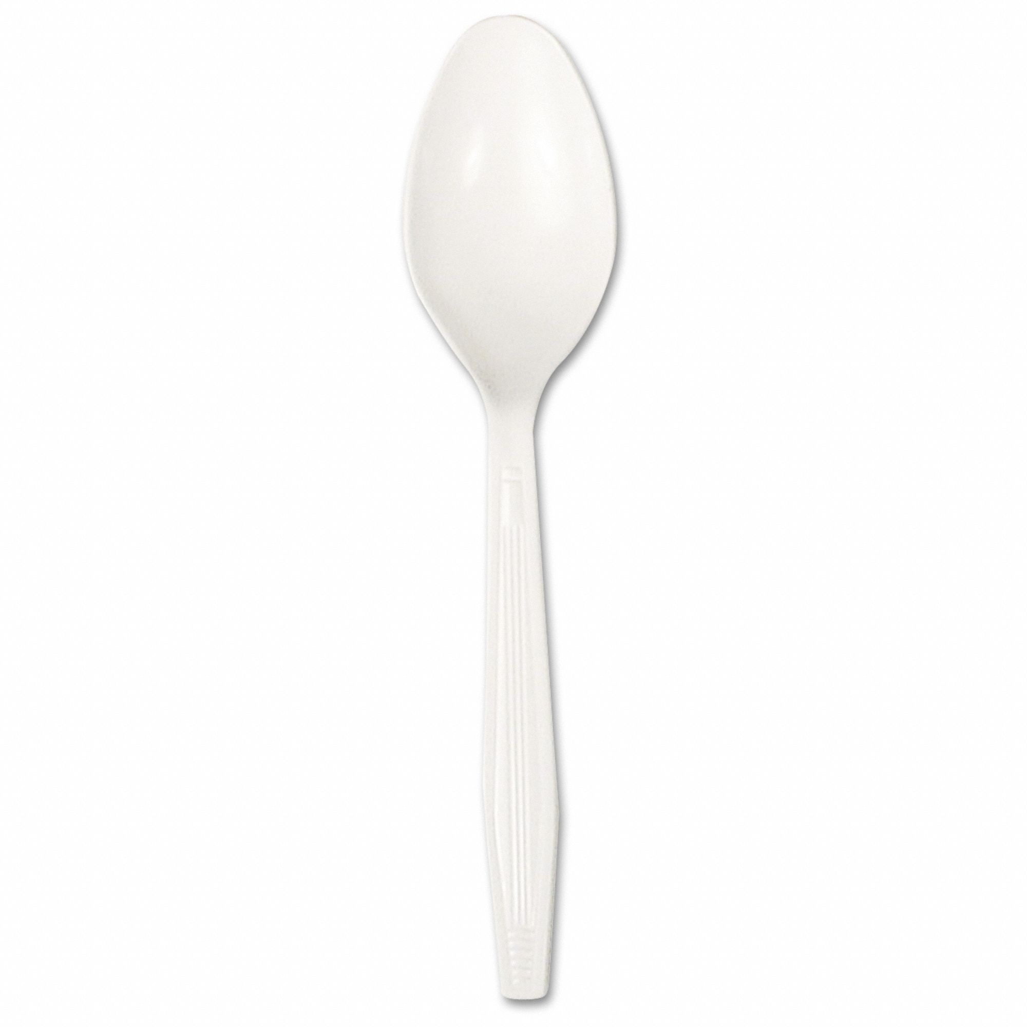 Disposable Spoon: White, Heavy-Wt, Plastic, Unwrapped, 1, 000 PK