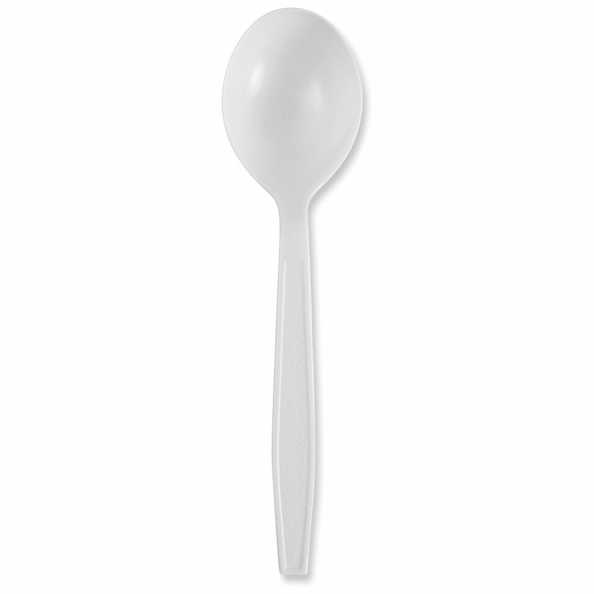 Disposable Soup Spoon: White, Heavy-Wt, Plastic, Wrapped, 1, 000 PK