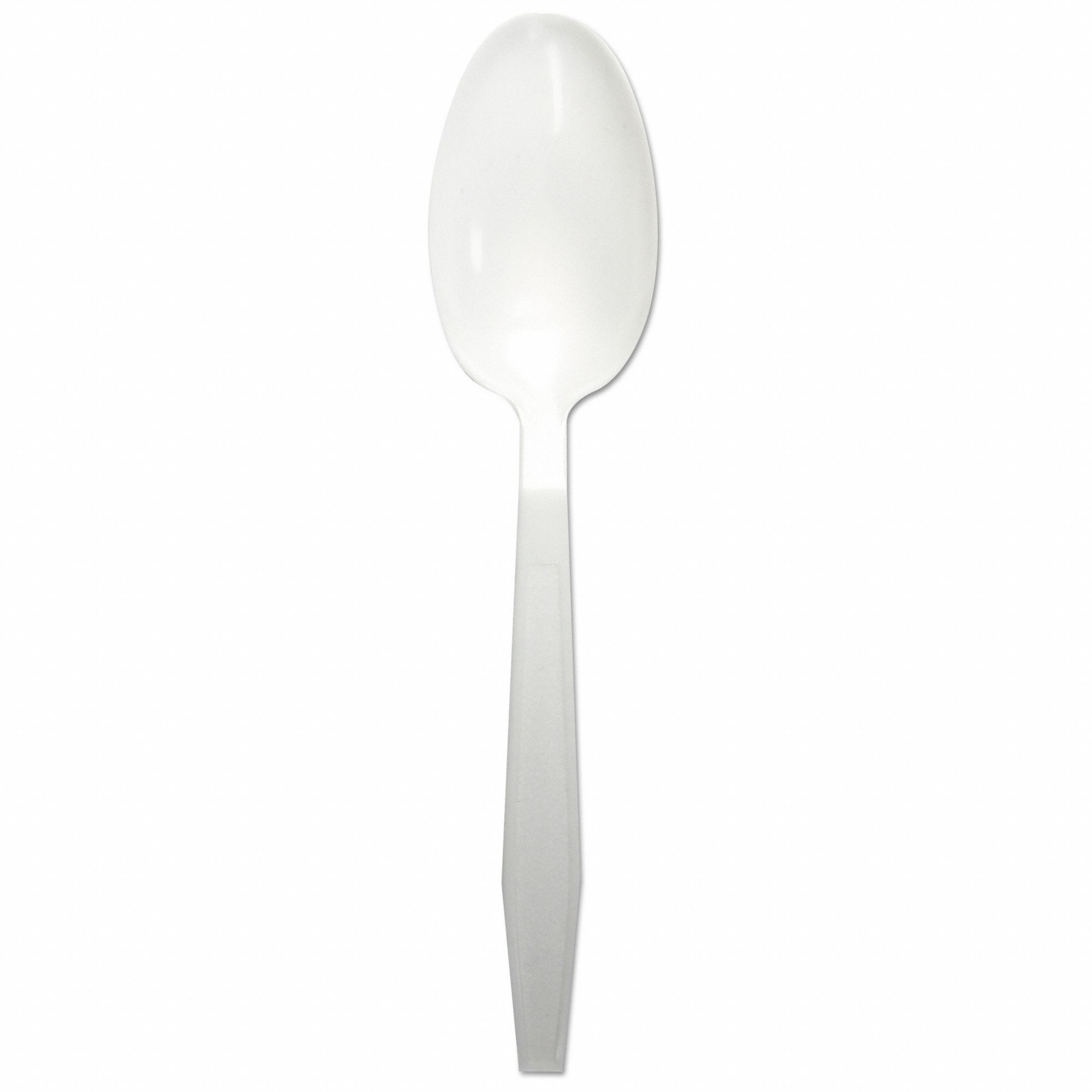 Disposable Spoon: White, Heavy-Wt, Plastic, Unwrapped, 1, 000 PK