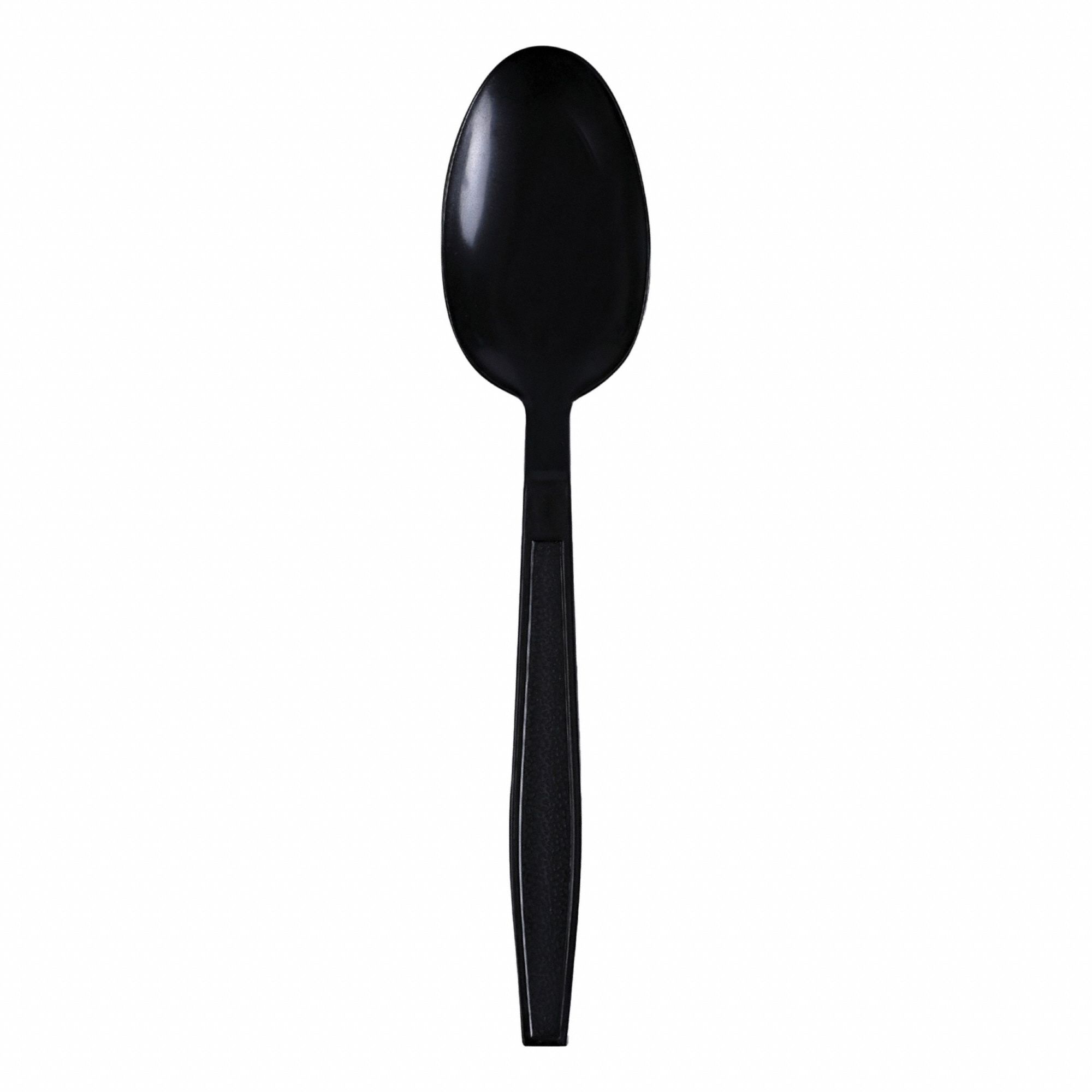 Disposable Spoon: Black, Heavy-Wt, Plastic, Wrapped, 1, 000 PK