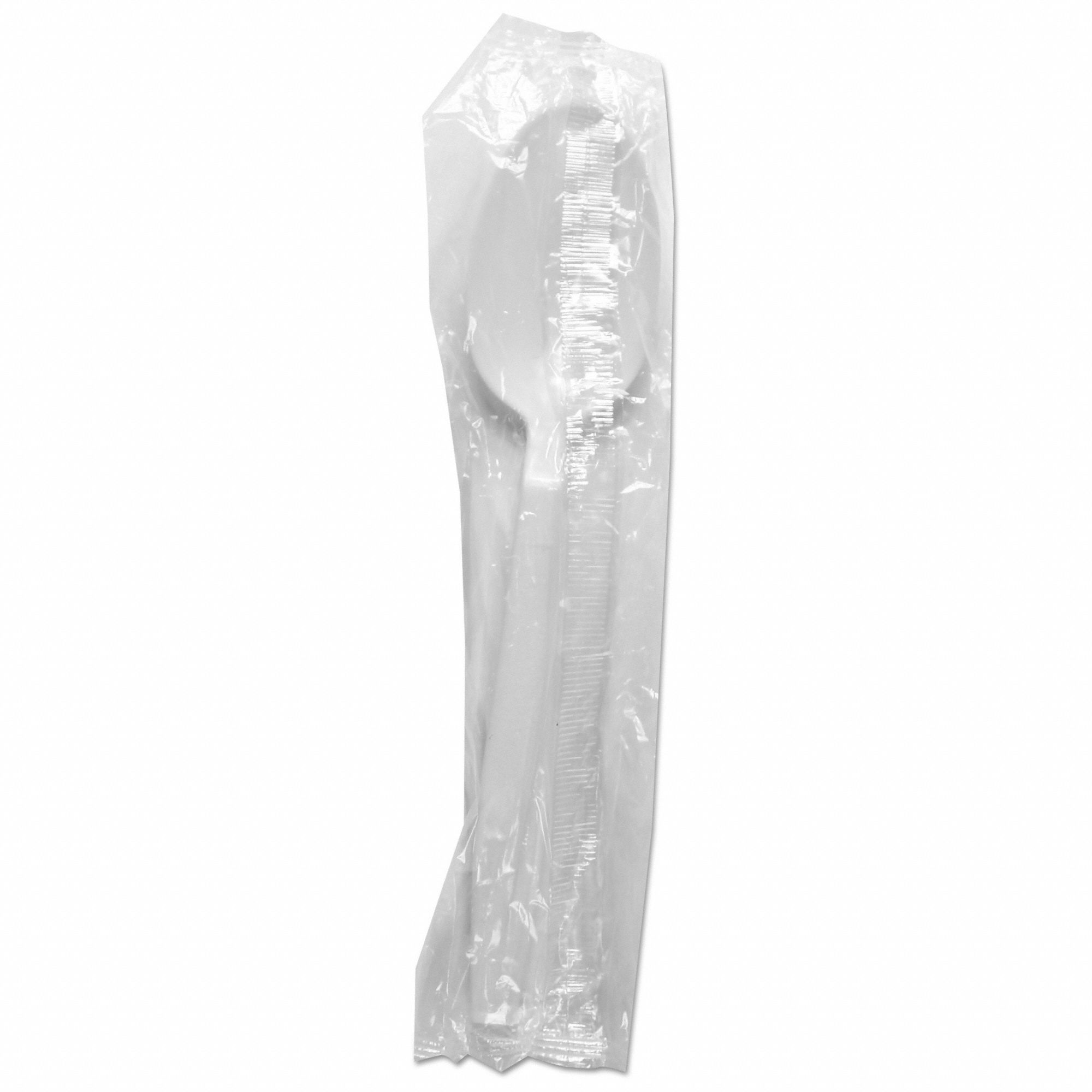 Disposable Spoon: White, Heavy-Wt, Plastic, Wrapped, 1, 000 PK