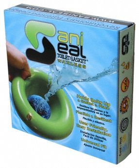 Sani Seal Waxless Toilet Gasket without Bolt Kit: Universal, Plastic, 1 5/8 in Overall Lg