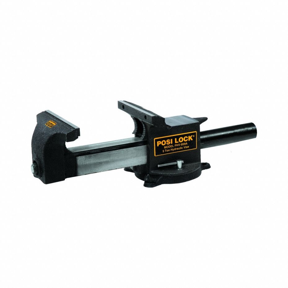 Hydraulic Bench Vise: 5 ton, 8 in Max Jaw Opening