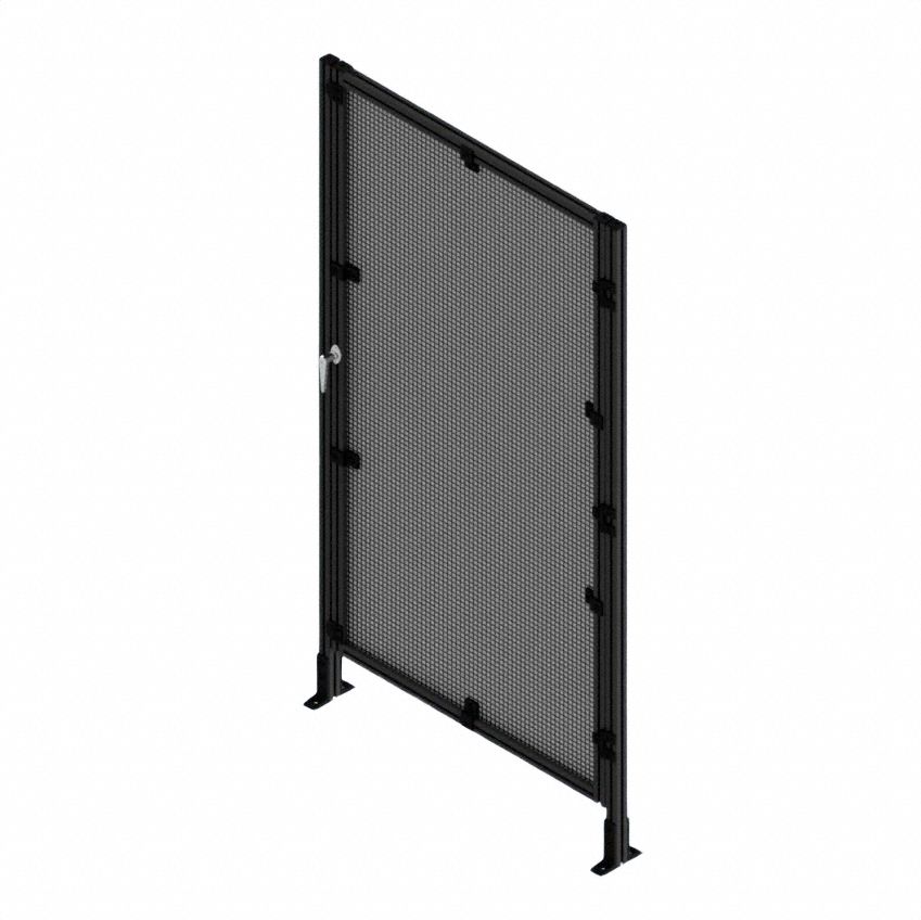 T-Slot Framing System Door: Stand-Alone, Black, Left Swing, 72 in H x 39 in W x 5 1/2 in D, Mesh