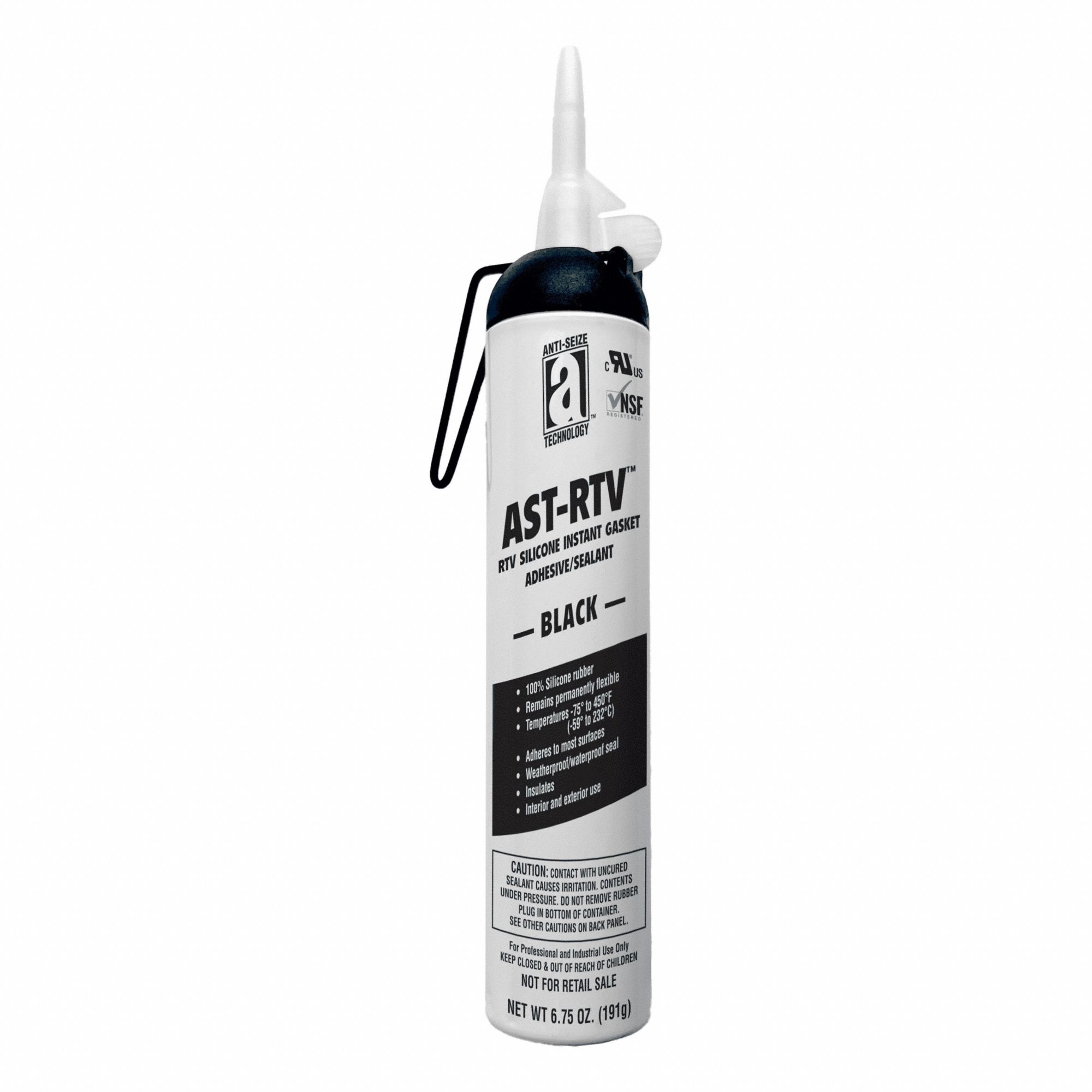 RTV Gasket Maker: AST-RTV, 6.7 fl oz, Pressurized Can, Black