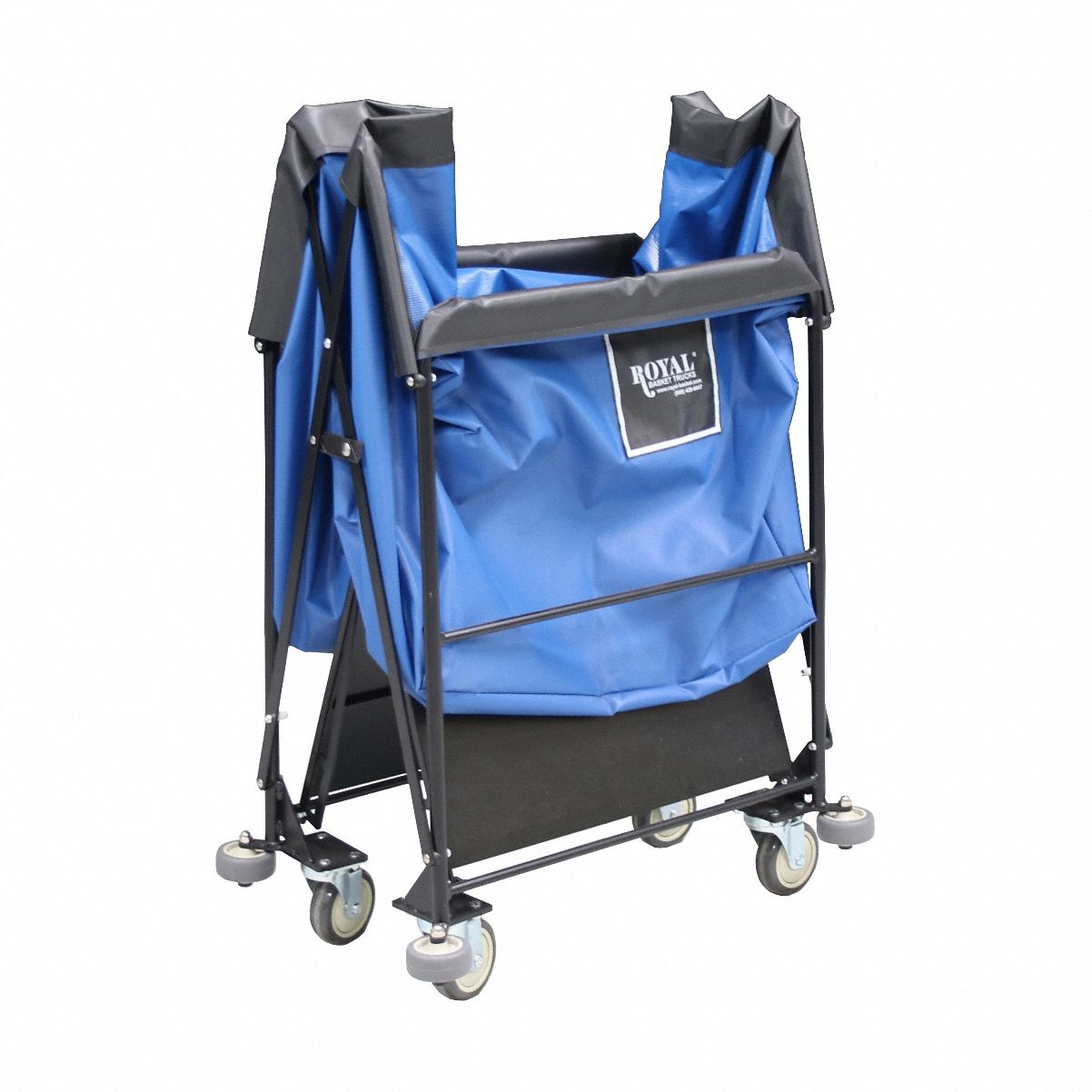 Collapsible Basket Truck: Blue, (2) Rigid/(2) Swivel, 12 bu Truck Capacity