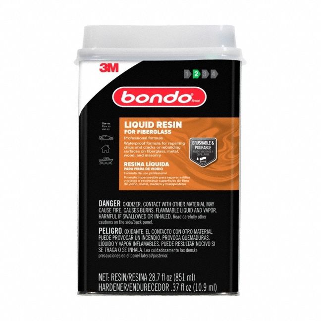 BONDO, Polyester, Tan, Fiberglass Resin 3RAR4402 Grainger