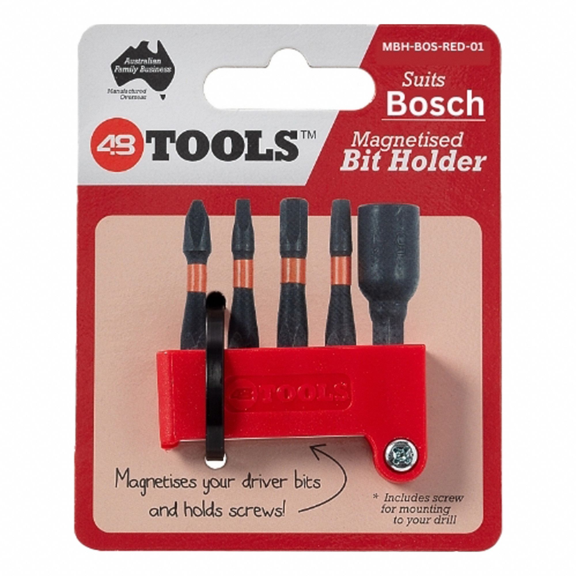 Bit Holder: Bit Holder, Bosch Power Tools, Bosch, 3/8 in Overall Ht, 2 in Overall Lg